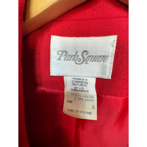 Vintage Park Square Womens Blazer & Pencil Skirt Set Size 6 Red Formal - Picture 2 of 15